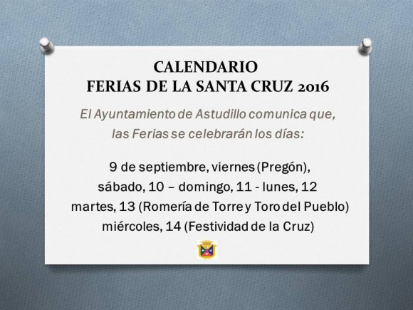 Calendario Ferias Santa Cruz 2016